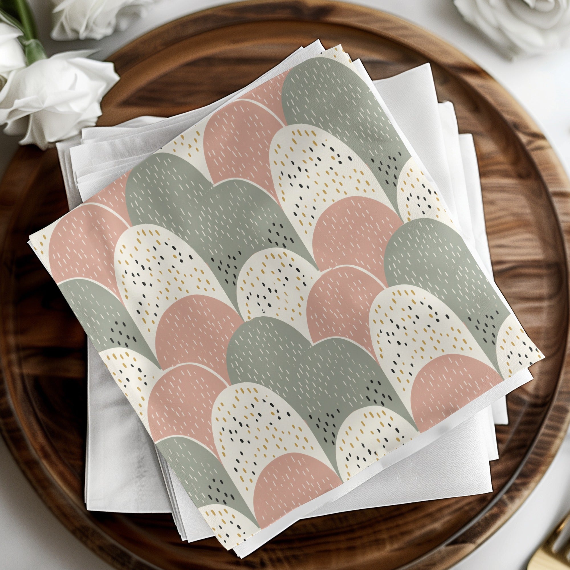 Pastel Scallop Pattern Decorative Napkins Set