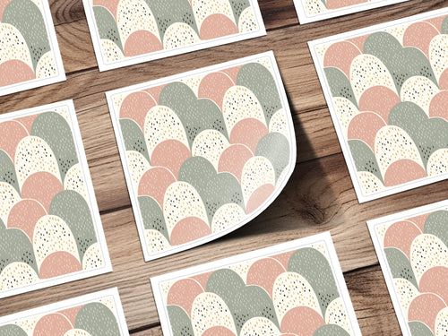 Colorful Scallop Patterned Square Design Greeting Card