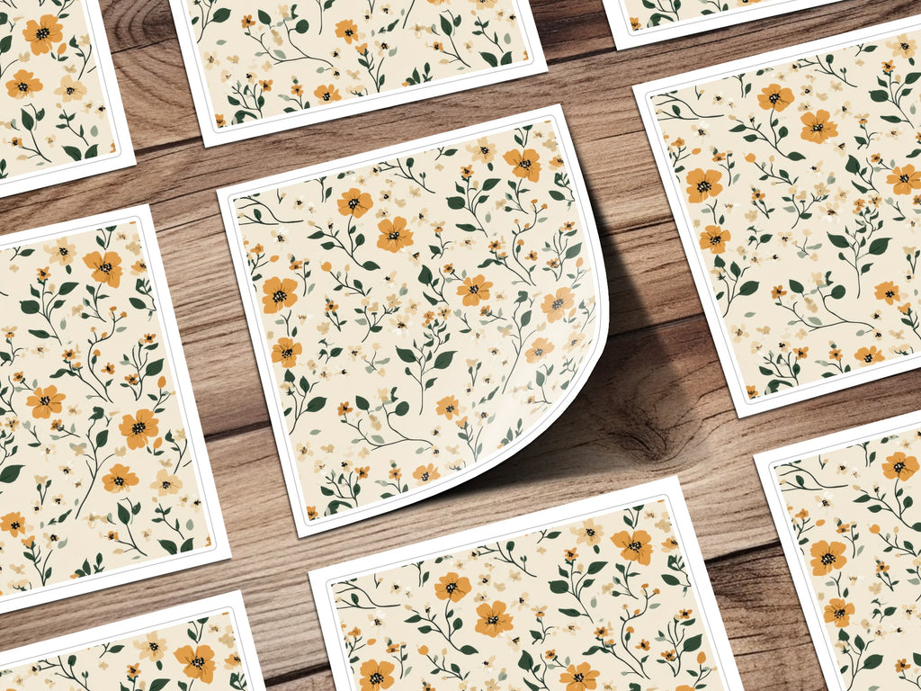 Yellow and Green Floral Pattern Design Print Product