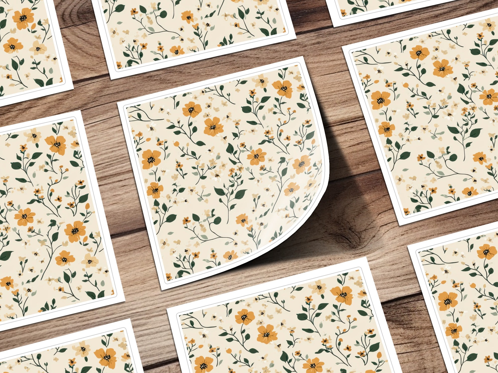 Yellow and Green Floral Pattern Design Print Product