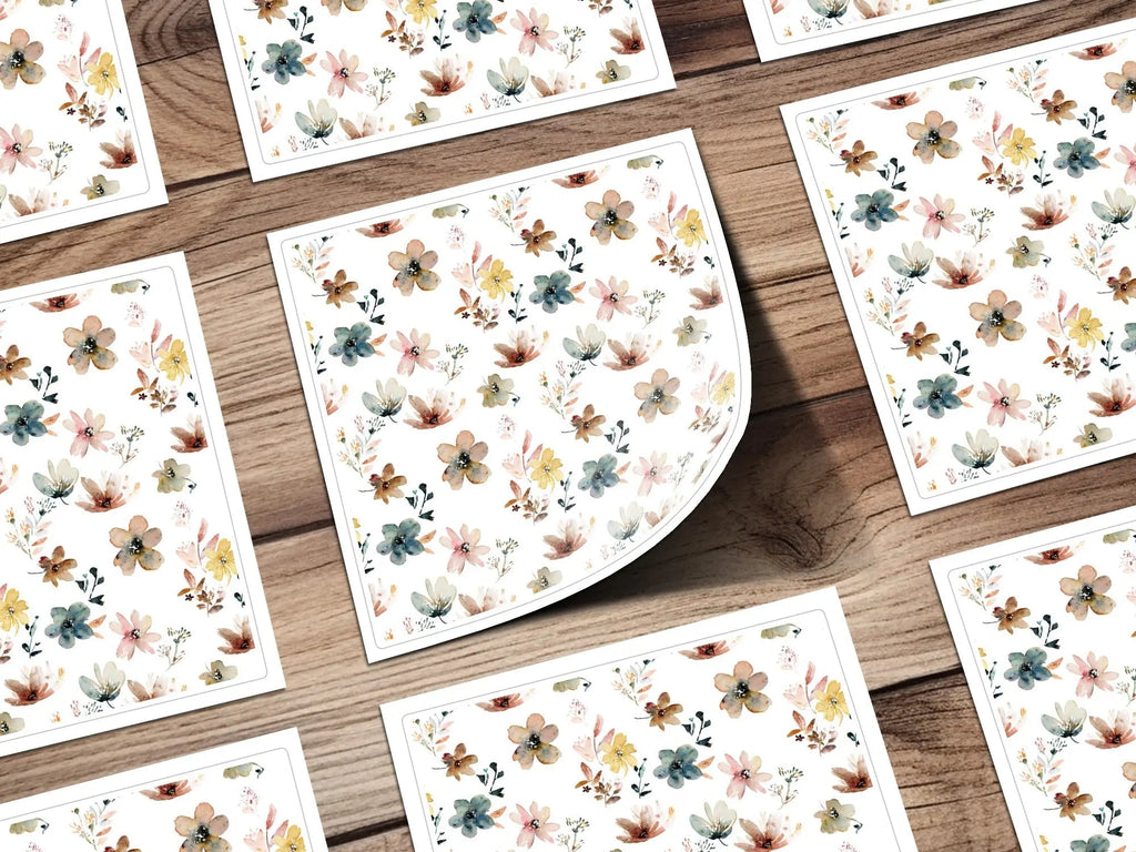 Boho Chic Watercolor Floral Seamless Pattern, Flower Digital Paper, Boho Pattern, Textile Print, Fabric Design, Muted Watercolor Flowers - Moore and Mountain