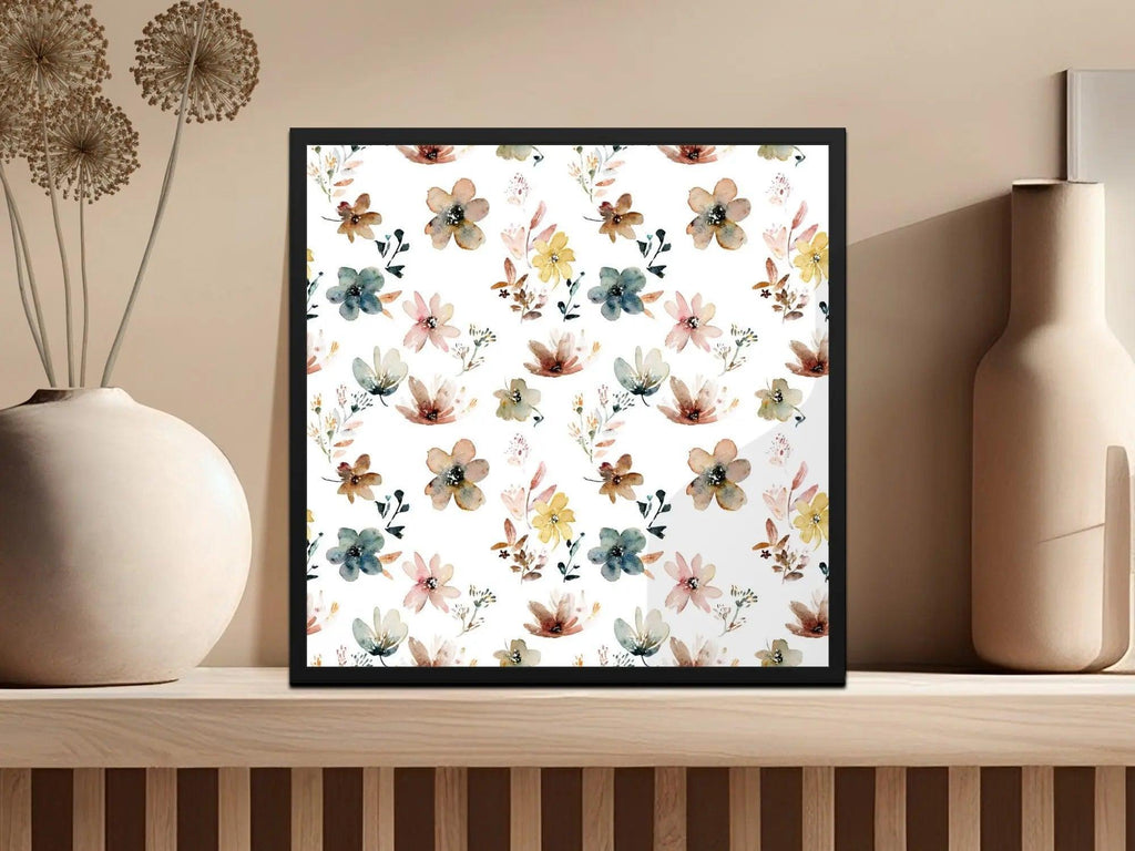 Boho Chic Watercolor Floral Seamless Pattern, Flower Digital Paper, Boho Pattern, Textile Print, Fabric Design, Muted Watercolor Flowers - Moore and Mountain