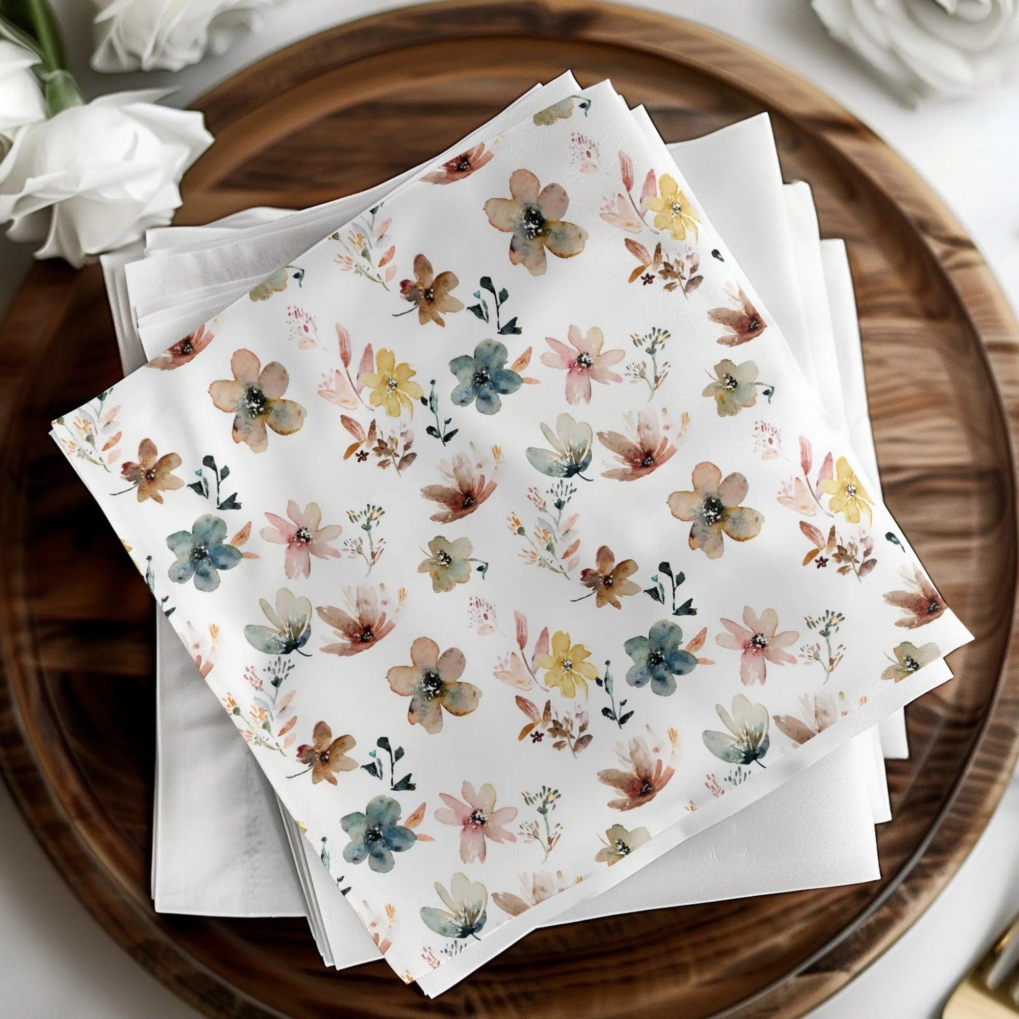 Boho Chic Watercolor Floral Seamless Pattern, Flower Digital Paper, Boho Pattern, Textile Print, Fabric Design, Muted Watercolor Flowers - Moore and Mountain