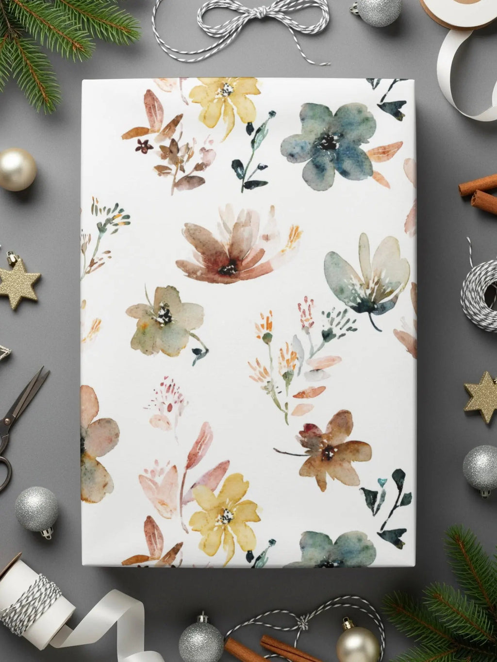 Boho Chic Watercolor Floral Seamless Pattern, Flower Digital Paper, Boho Pattern, Textile Print, Fabric Design, Muted Watercolor Flowers - Moore and Mountain