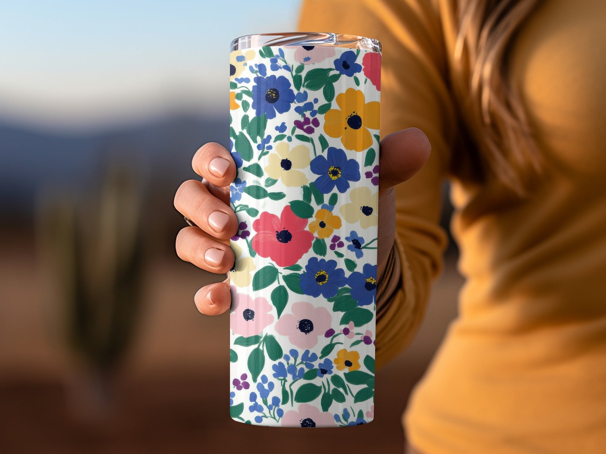 Colorful Floral Patterned Insulated Tumbler Drinkware