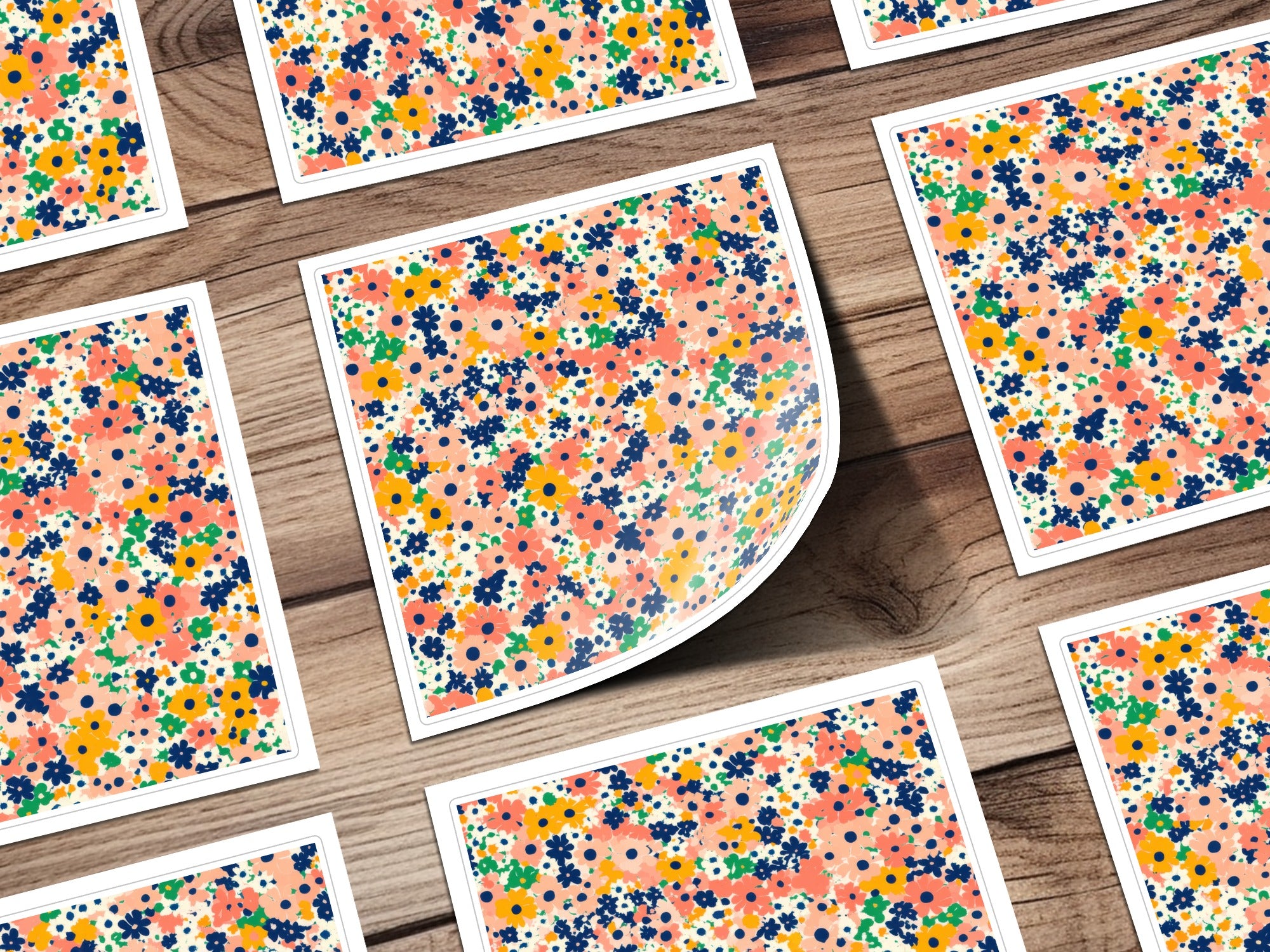 Vibrant Floral Patterned Greeting Card Set