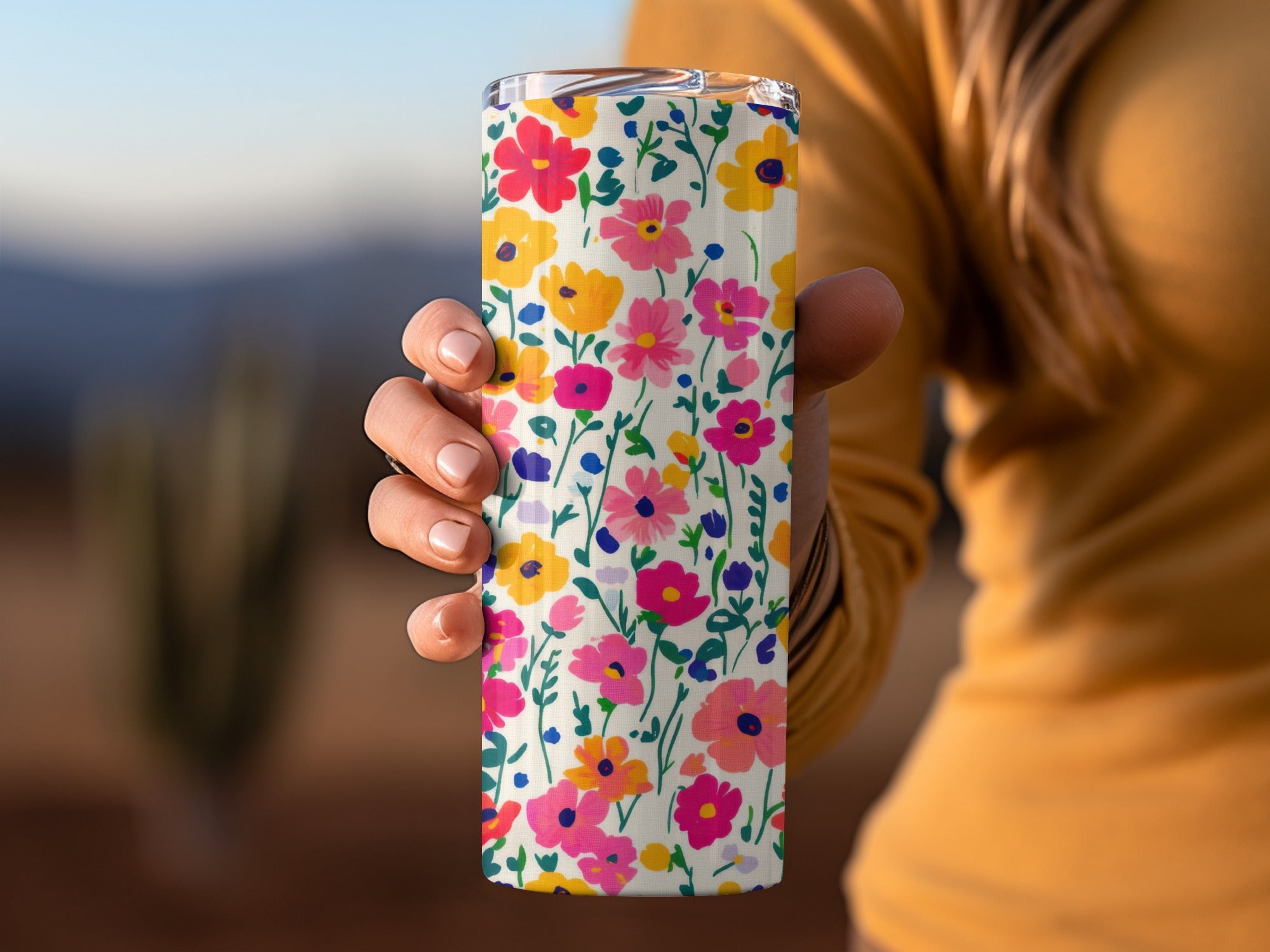 Colorful Floral Pattern Print Insulated Tumbler