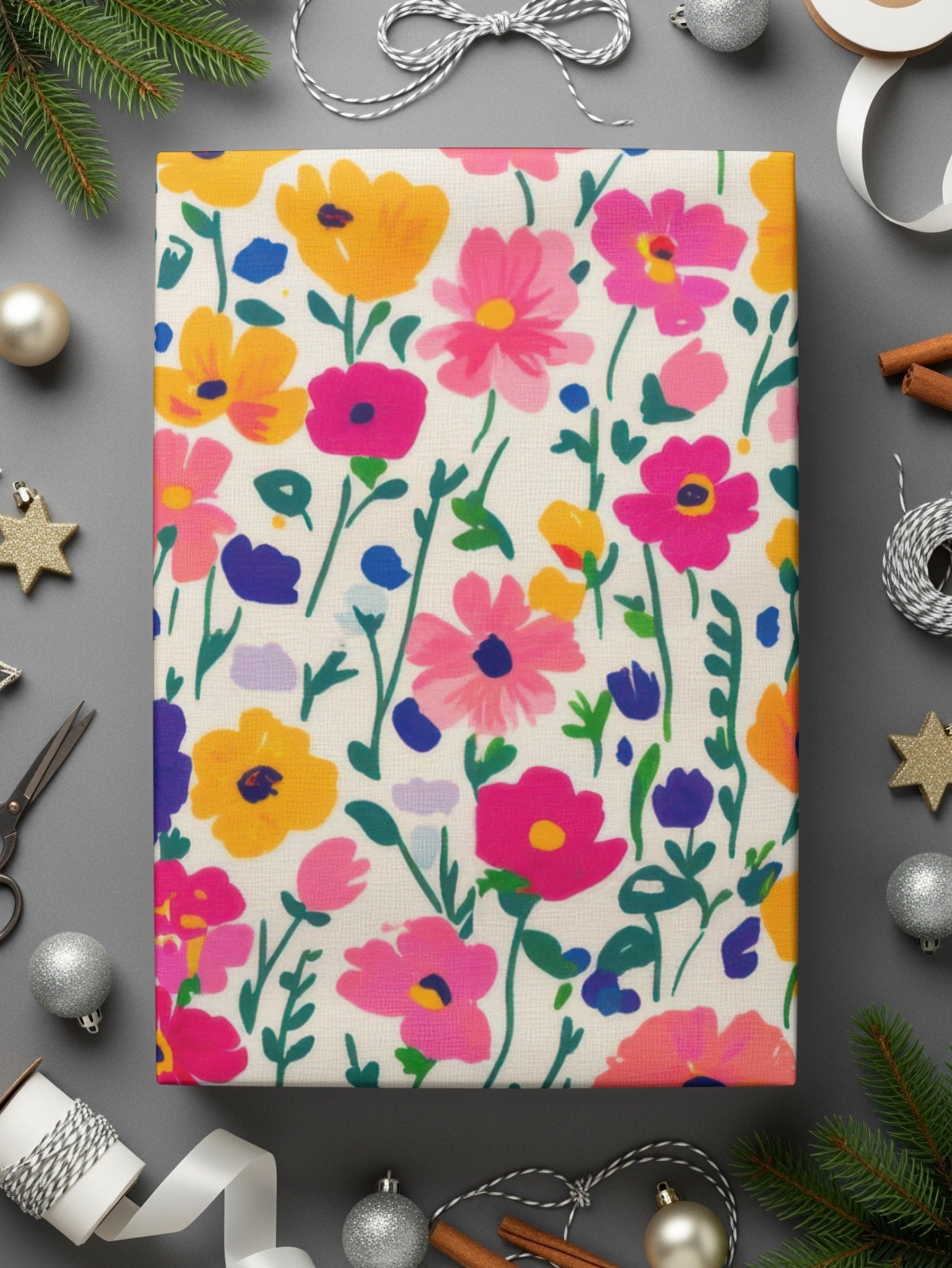 Colorful Floral Pattern Festive Wrapping Paper Product