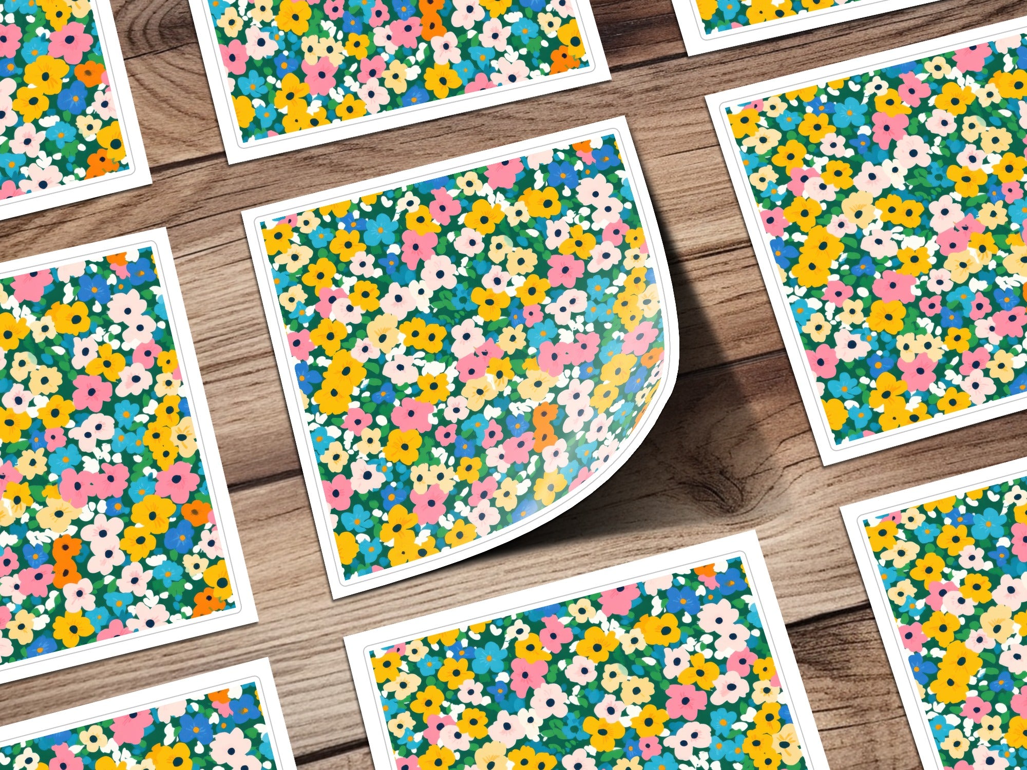 Vibrant Multicolor Floral Pattern Stickers Set of 10