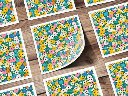 Vibrant Multicolor Floral Pattern Stickers Set of 10