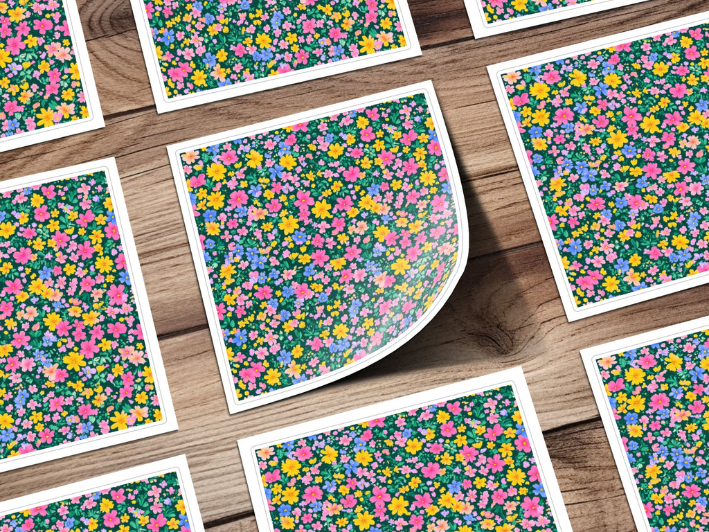 Vibrant Colorful Floral Pattern Vinyl Sticker Sheet