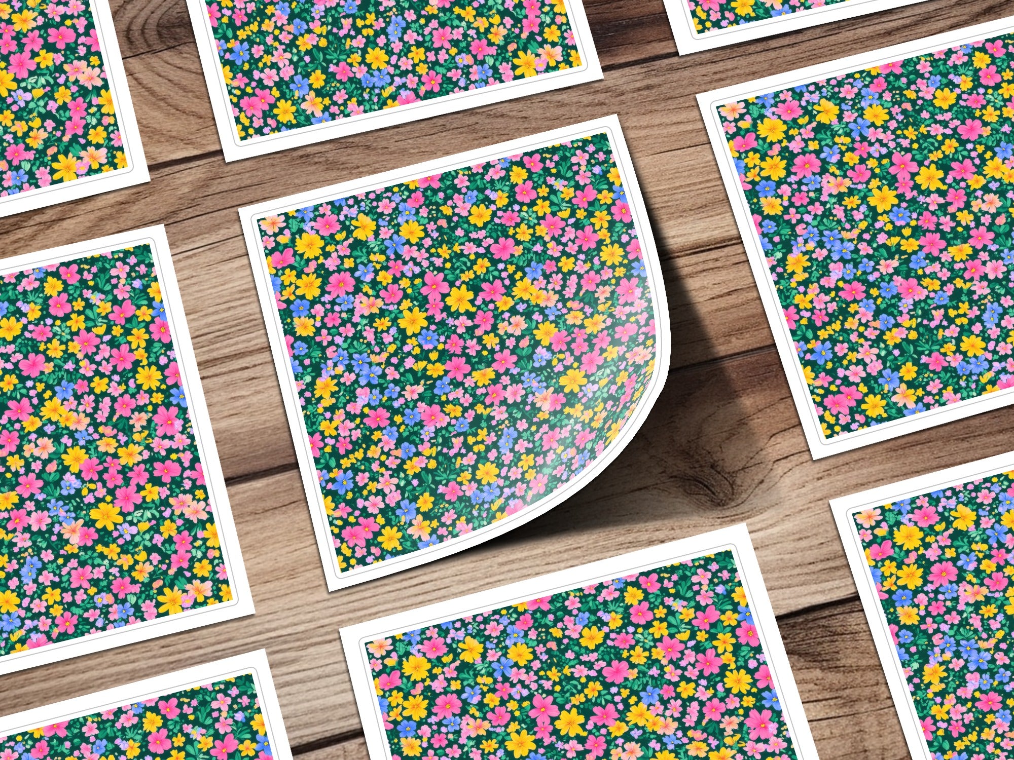 Vibrant Colorful Floral Pattern Vinyl Sticker Sheet