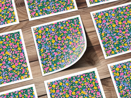 Vibrant Colorful Floral Pattern Vinyl Sticker Sheet