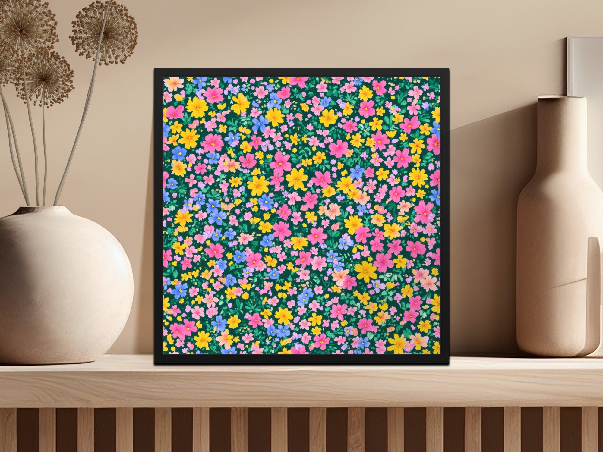 Vibrant Floral Pattern Art Print for Home Decor