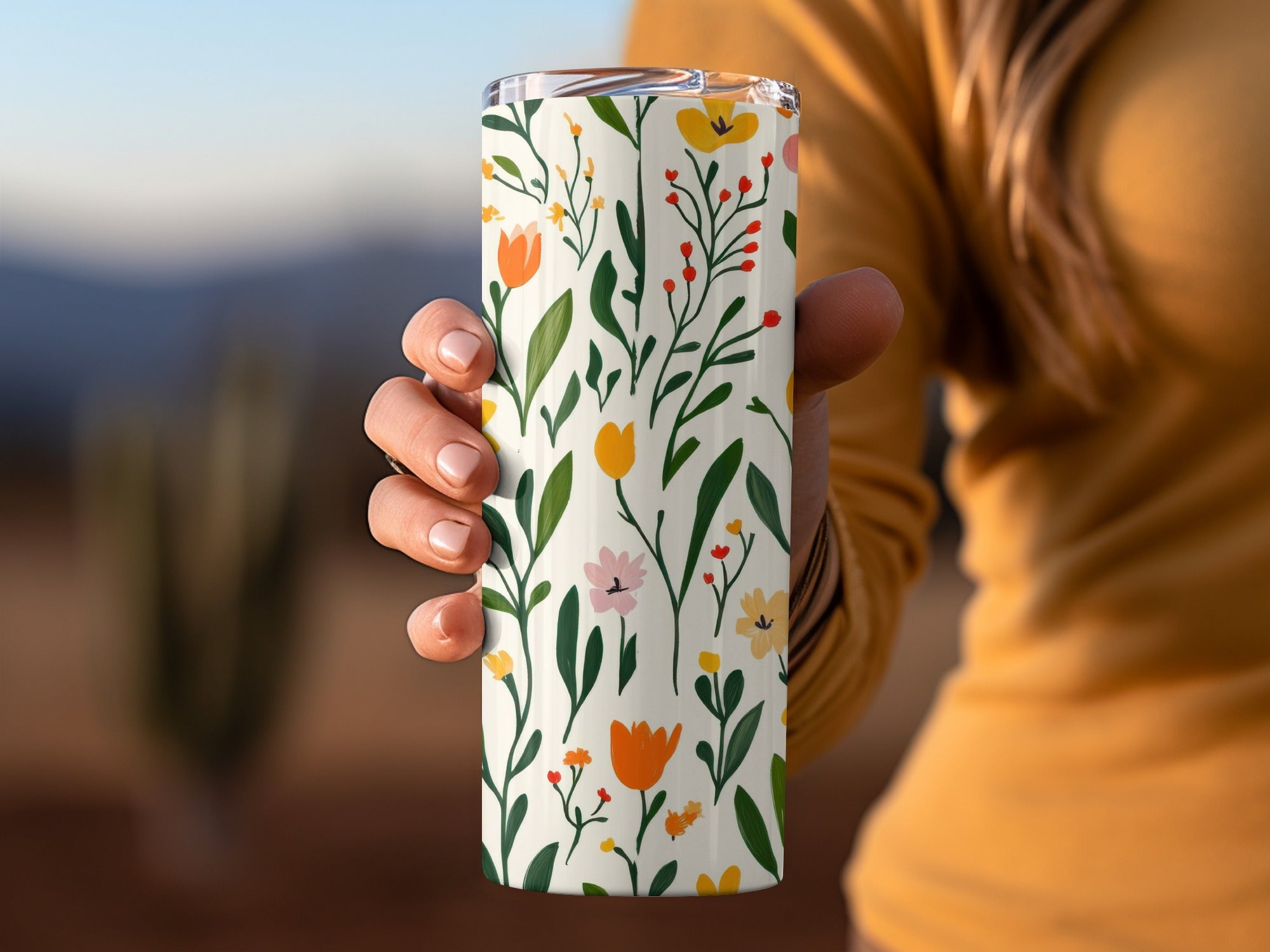 Floral Patterned Insulated Tumbler for On-the-Go