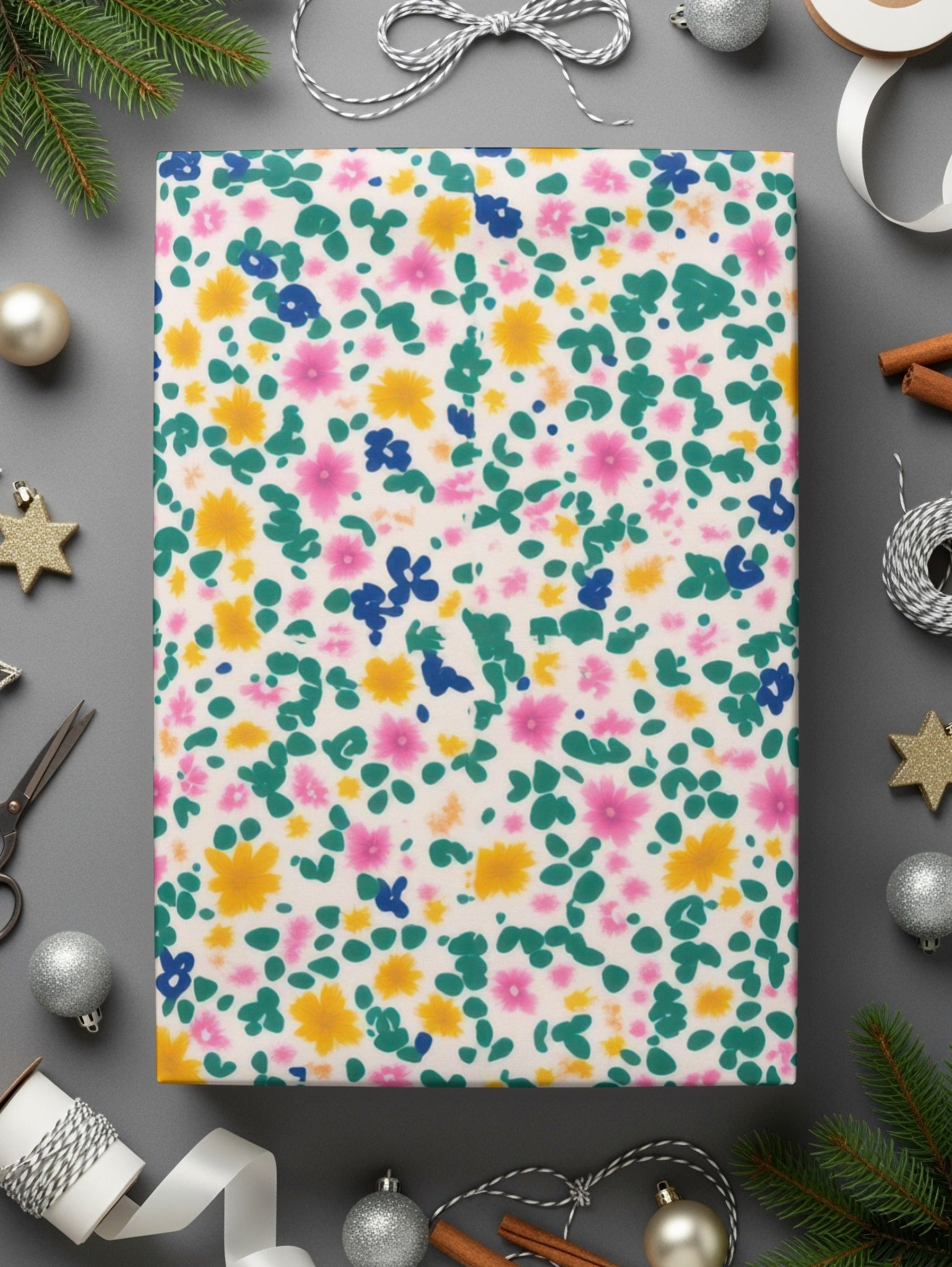 Vibrant Floral Print Gift Wrap for Festive Occasions