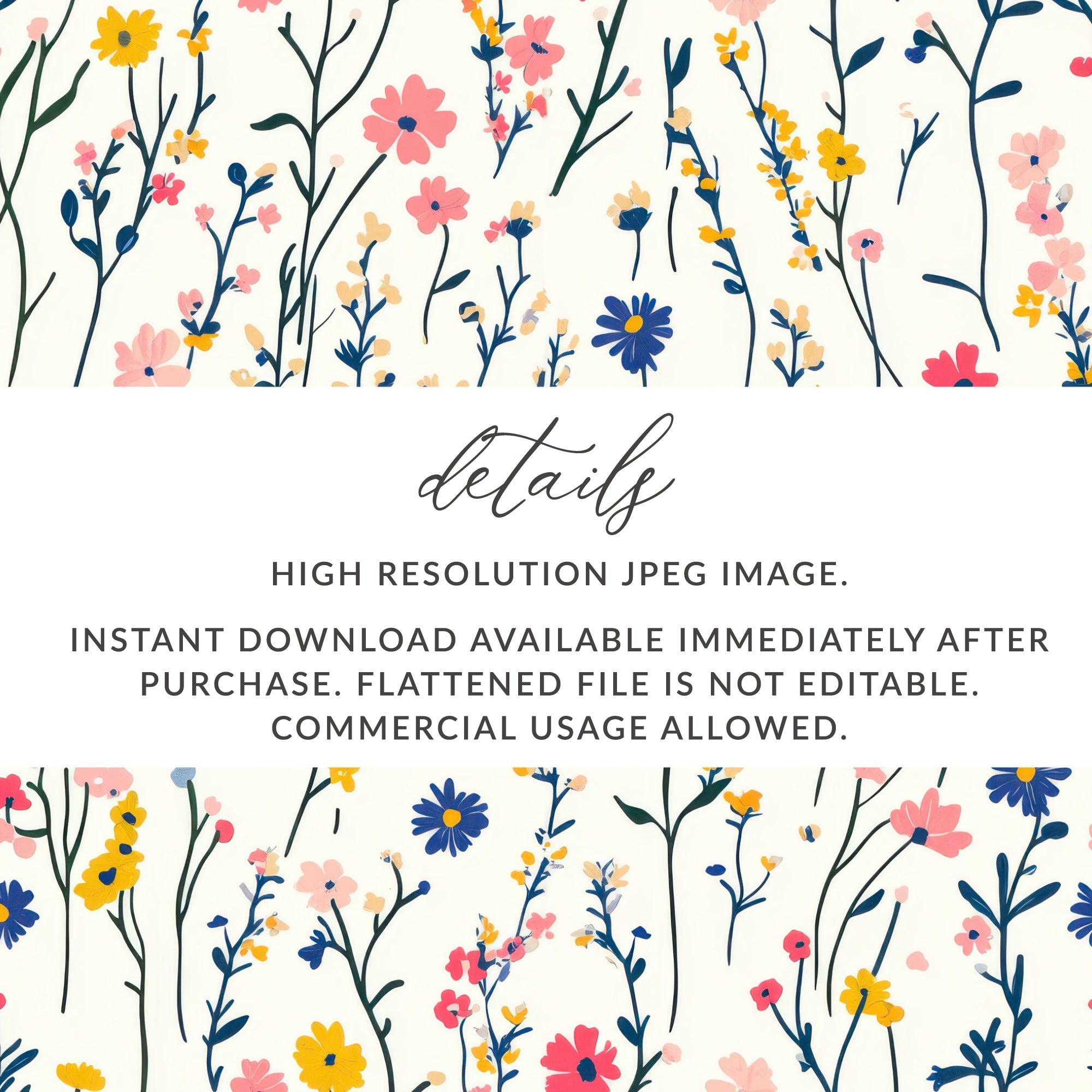 High Resolution Colorful Floral Pattern Instant Download