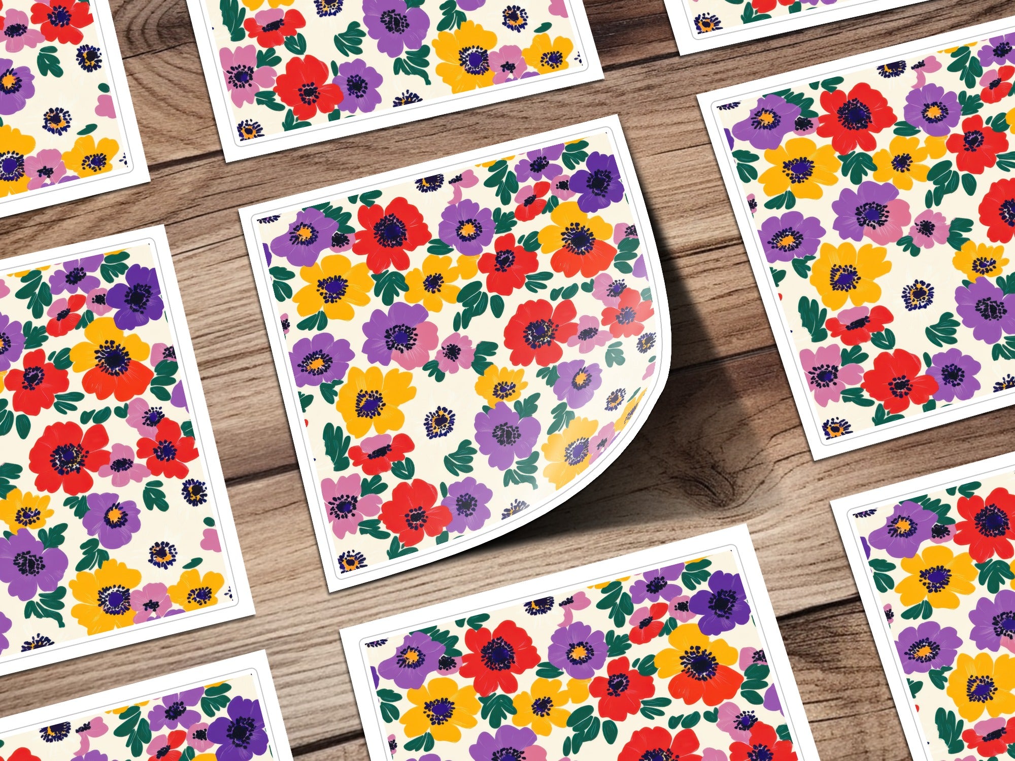 Vibrant Floral Pattern with Colorful Wildflowers Art Print
