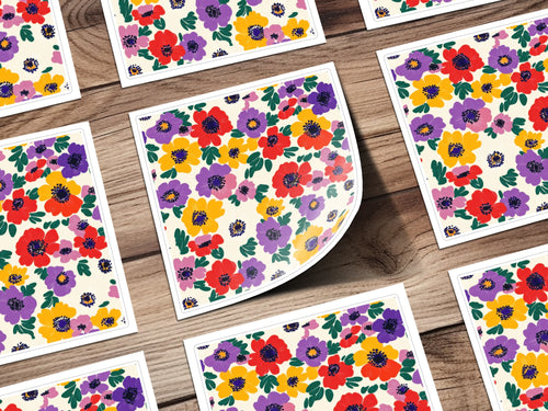 Vibrant Floral Pattern with Colorful Wildflowers Art Print