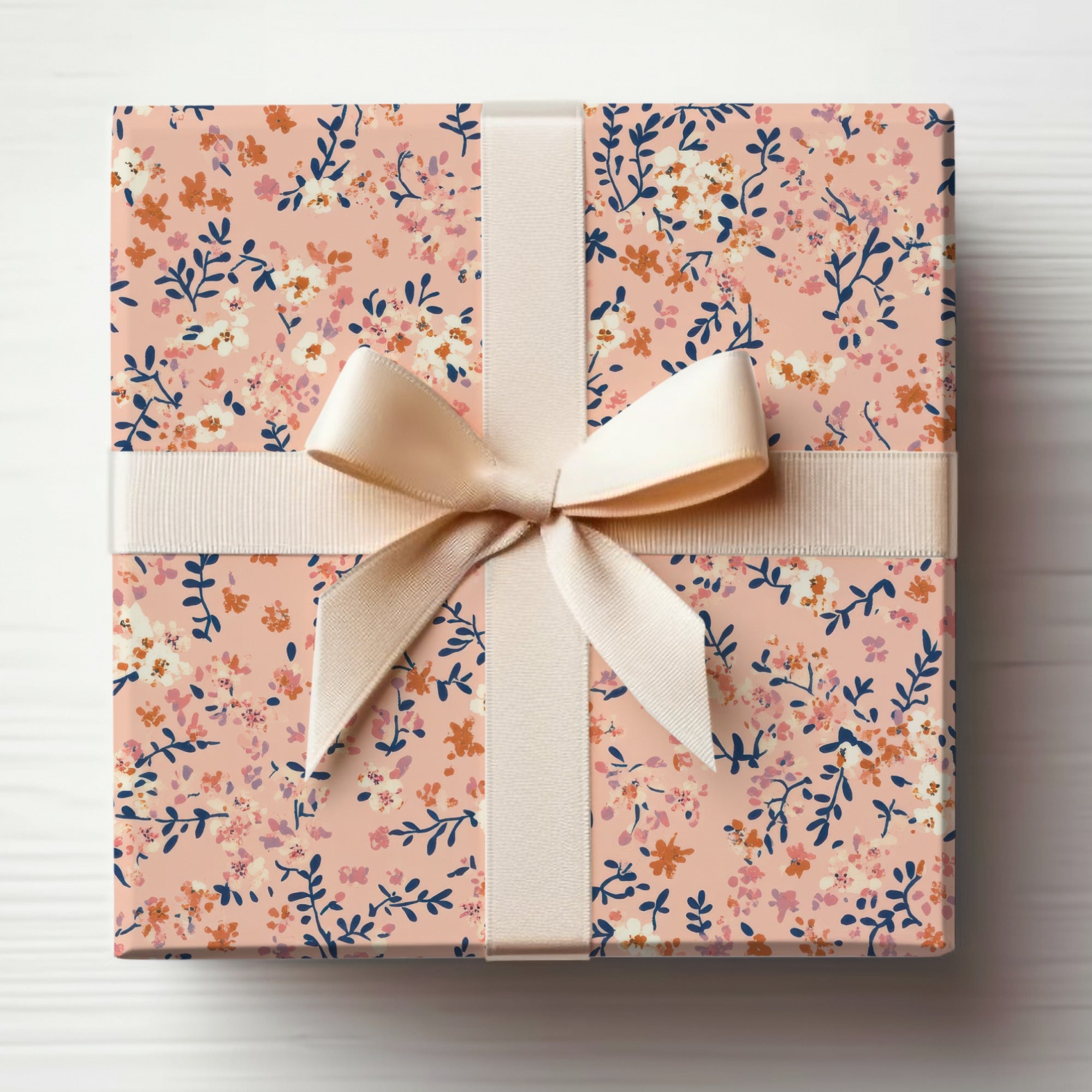 Elegant Pink Floral Gift Box With Bow Design Package