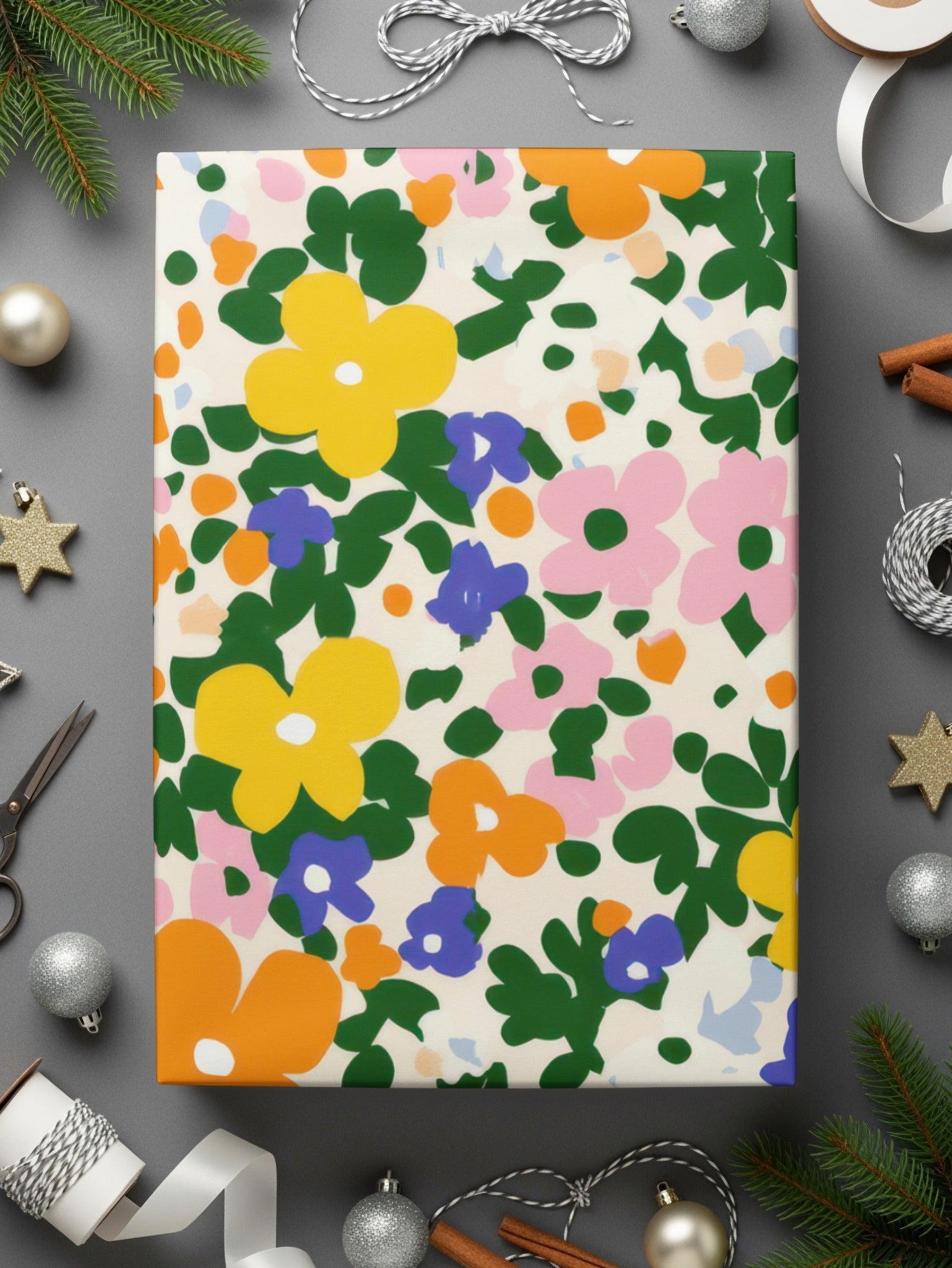 Colorful Abstract Floral Pattern Gift Wrap