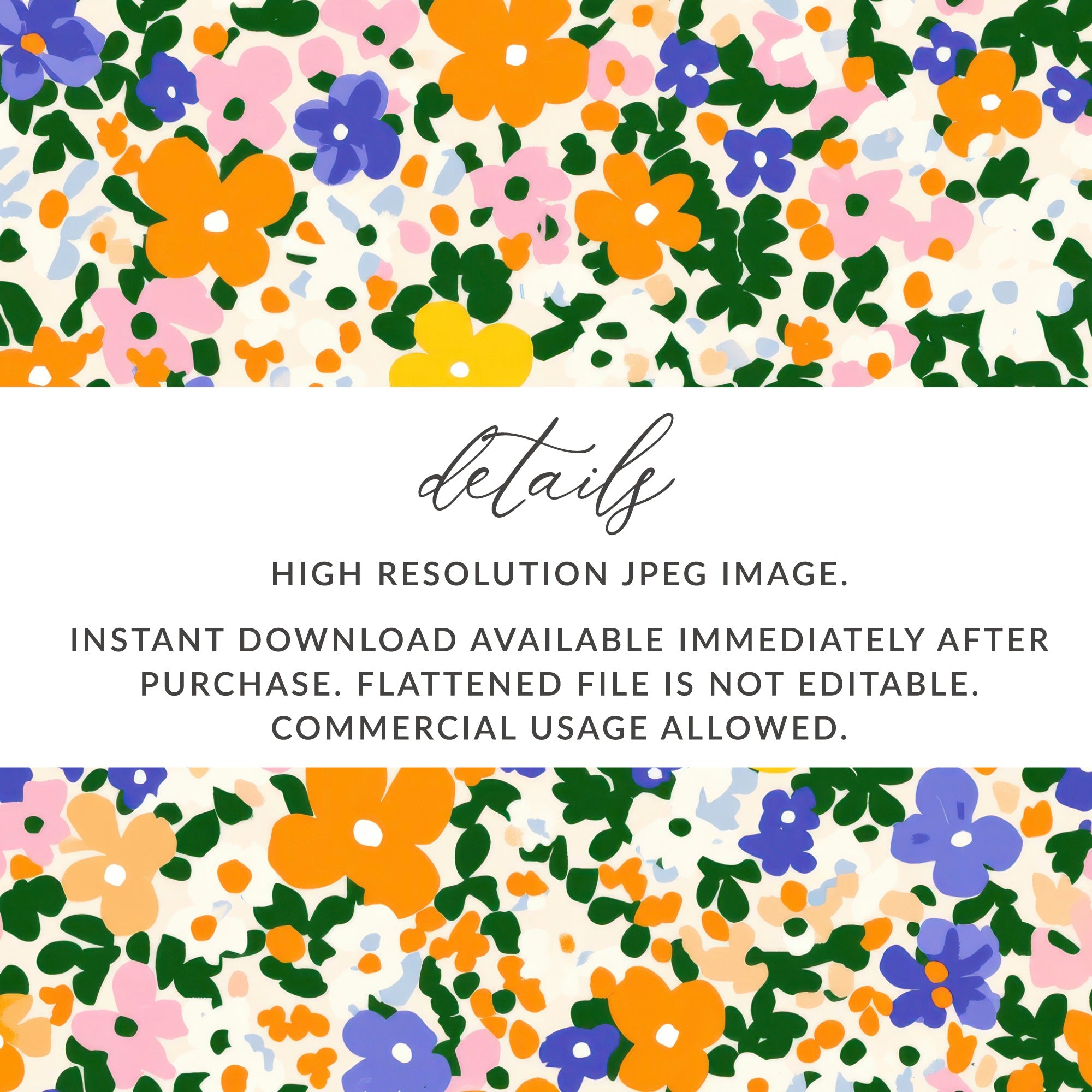 Instant Download High Resolution Floral Pattern JPEG