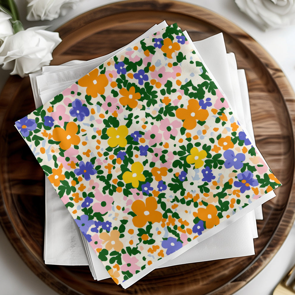 Colorful Floral Print Square Napkin Product