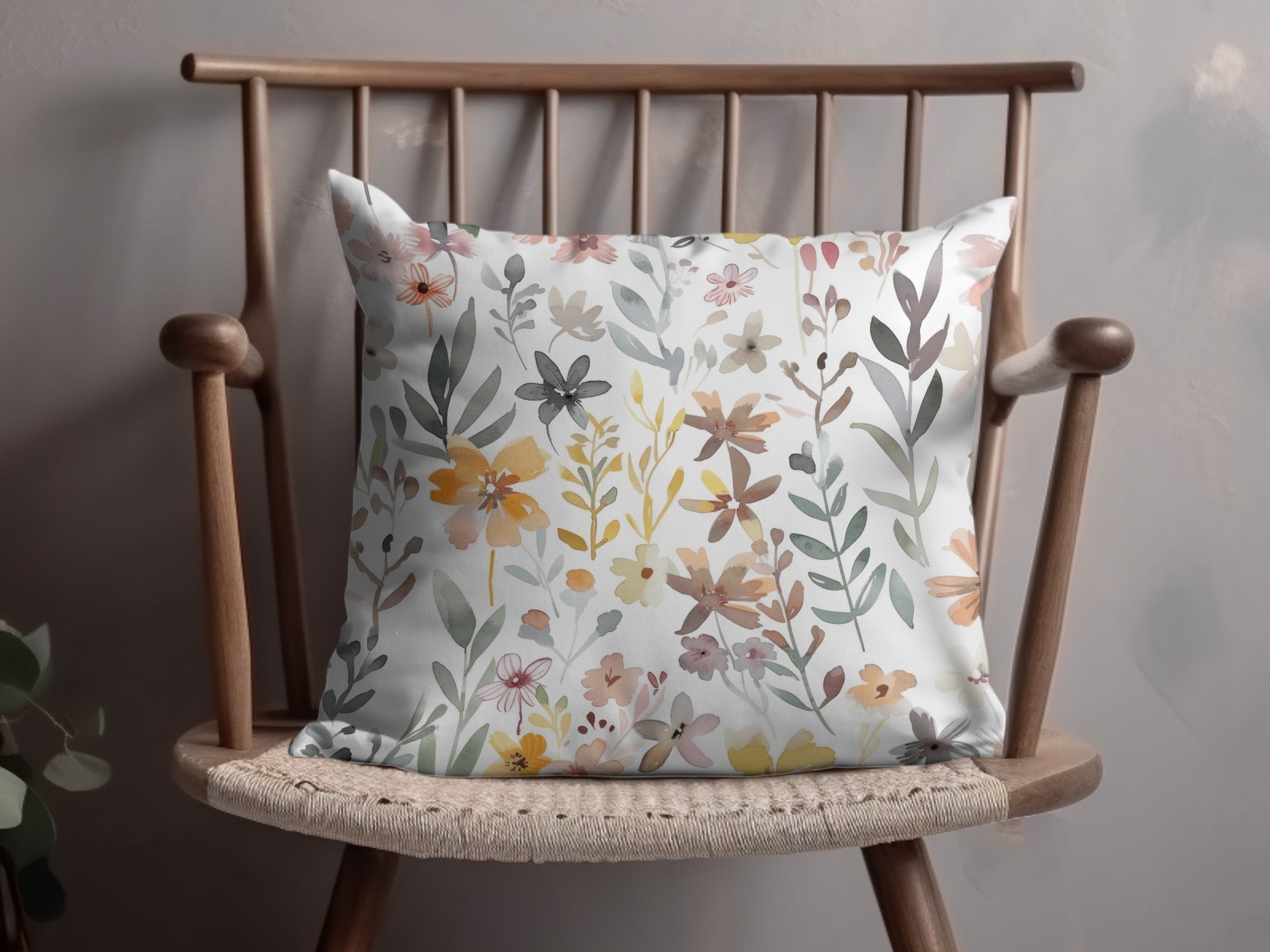 Boho Pink Watercolor Floral Neutral Summer Pattern Digital - Moore and Mountain