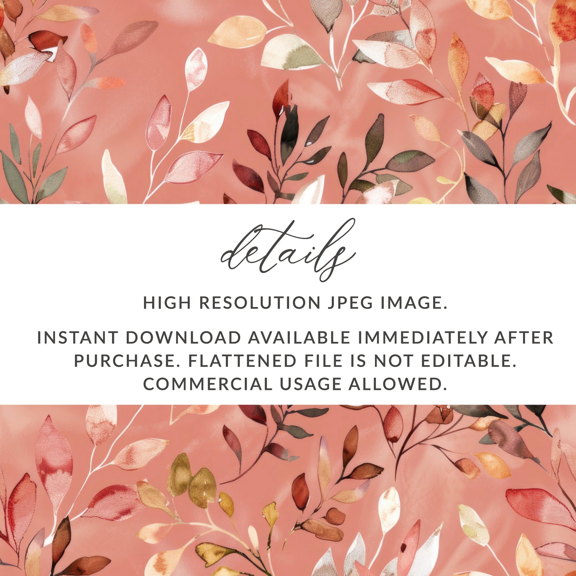 High Resolution Watercolor Leaves Instant Download