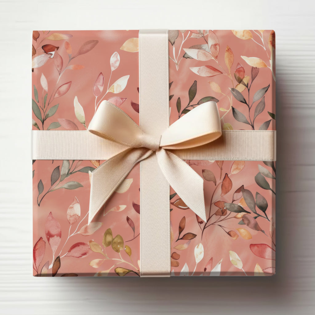 Elegant Floral Pattern Gift Wrapping with Ribbon Package