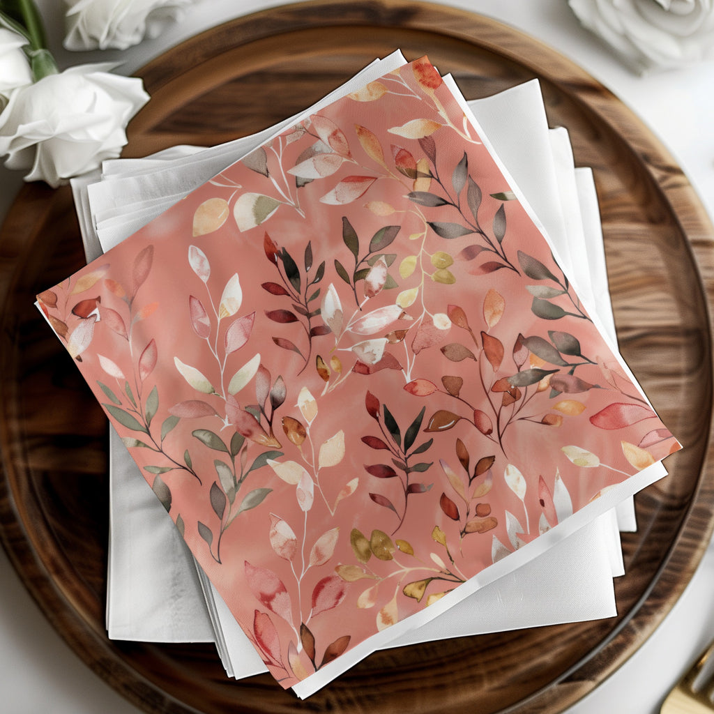 Floral Pattern Pink and White Decorative Napkins