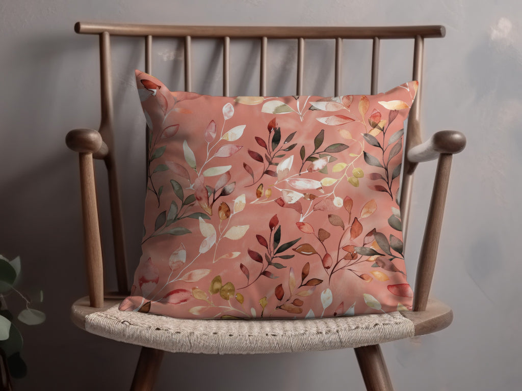 Autumn Leaves Watercolor Design Throw Pillow