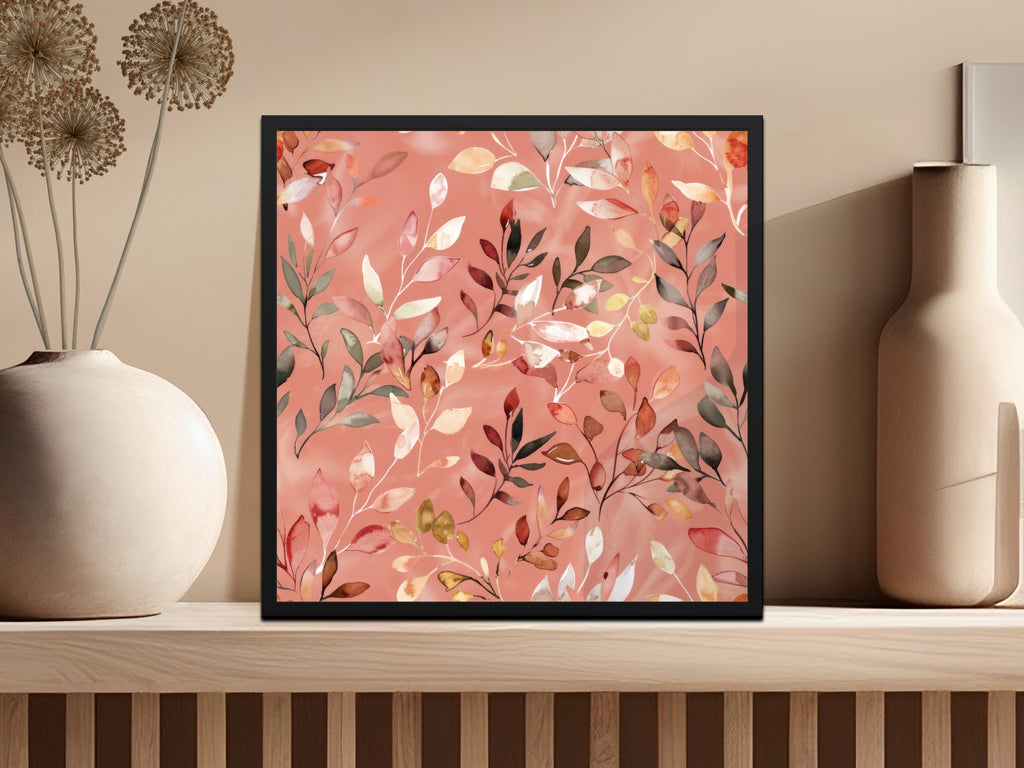 Floral Botanical Wall Art Print with Pink Background