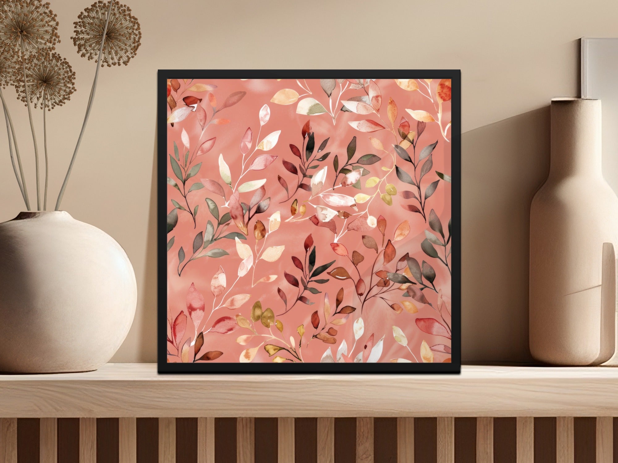 Floral Botanical Wall Art Print with Pink Background