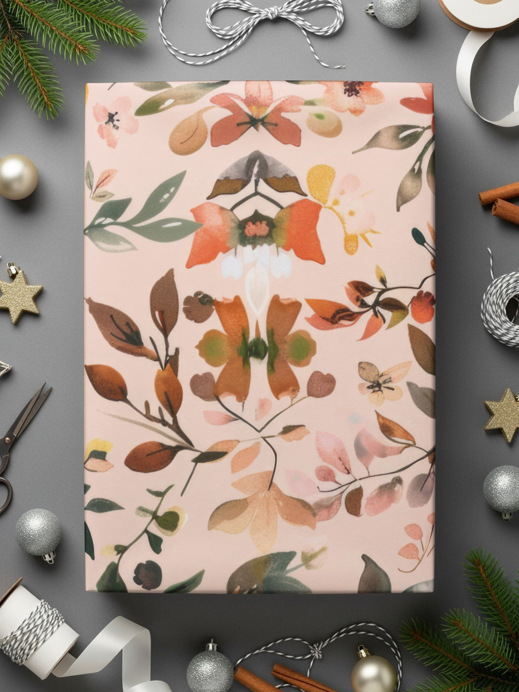 Floral Pastel Festive Gift Wrapping Paper Holiday Decor