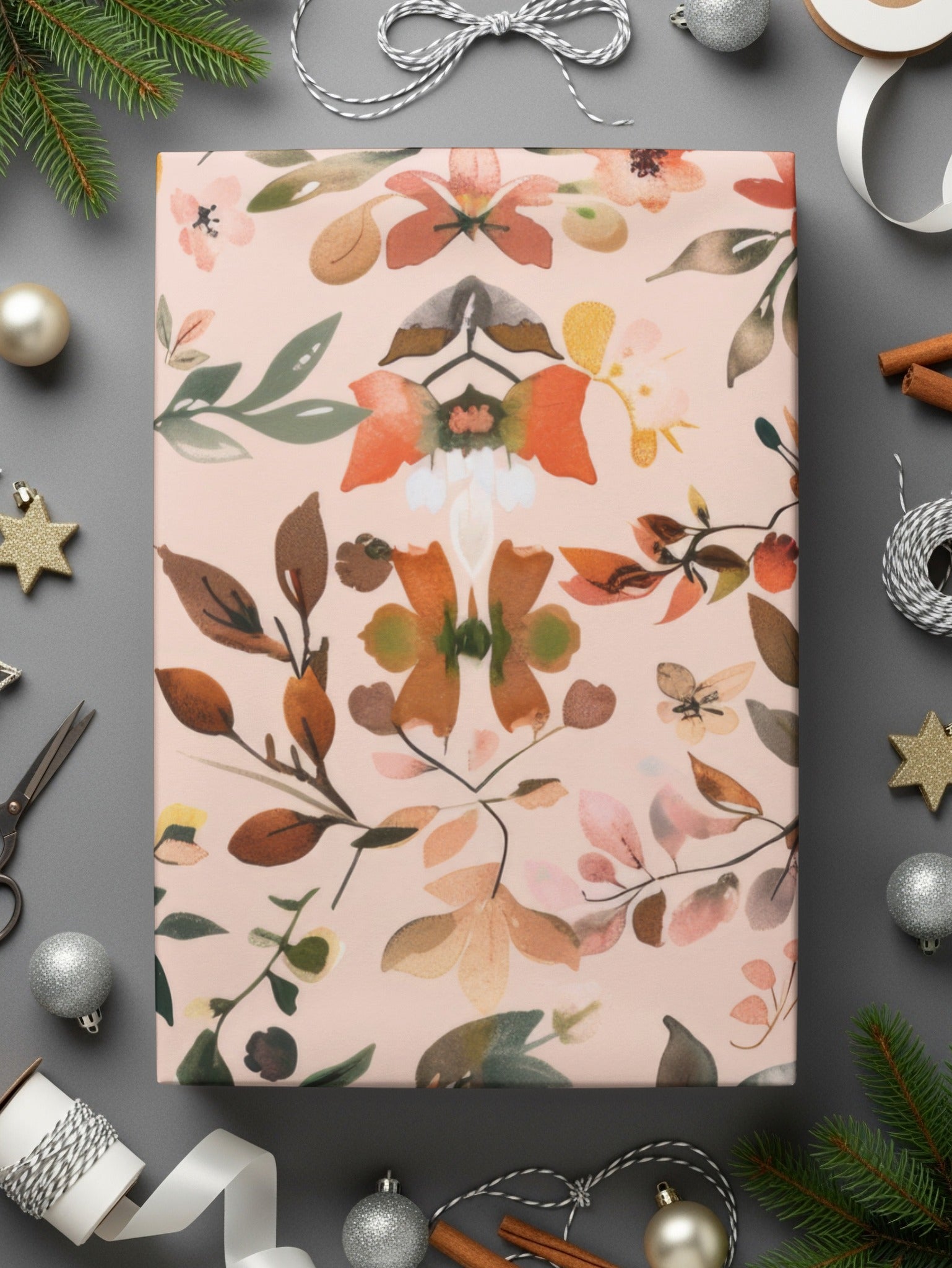 Floral Pastel Festive Gift Wrapping Paper Holiday Decor