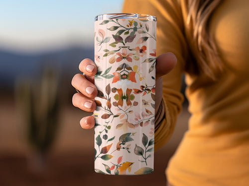 Floral Patterned Tall Travel Mug Beverage Container