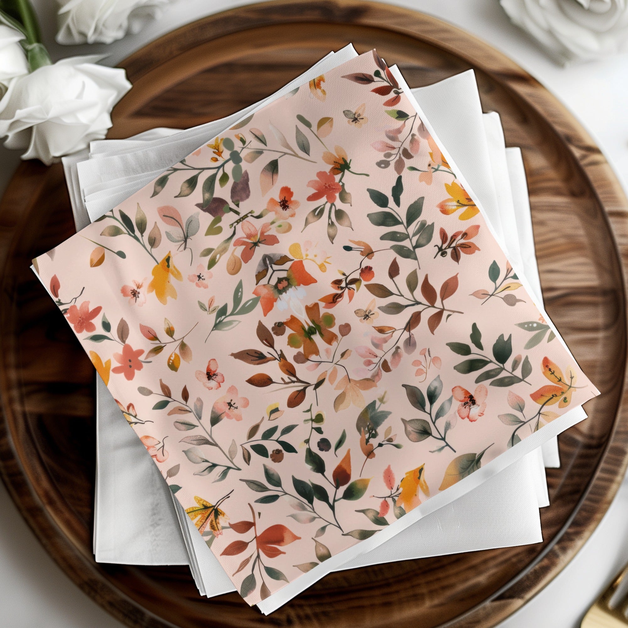 Floral Patterned Decorative Table Napkin Setting