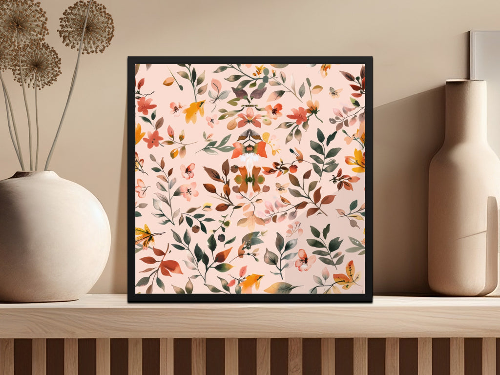 Elegant Floral Pattern Framed Wall Art for Home Decor