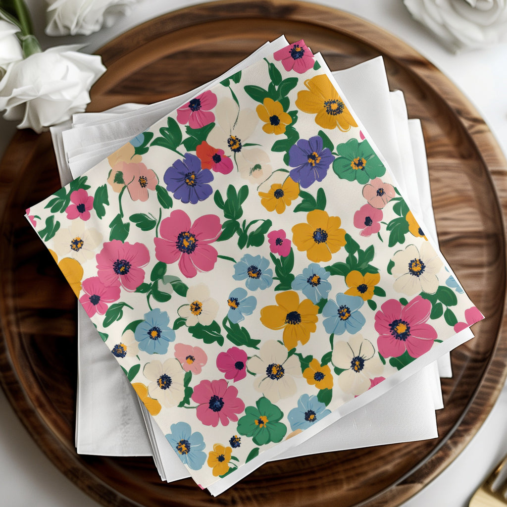 Colorful Floral Patterned Decorative Napkin Set