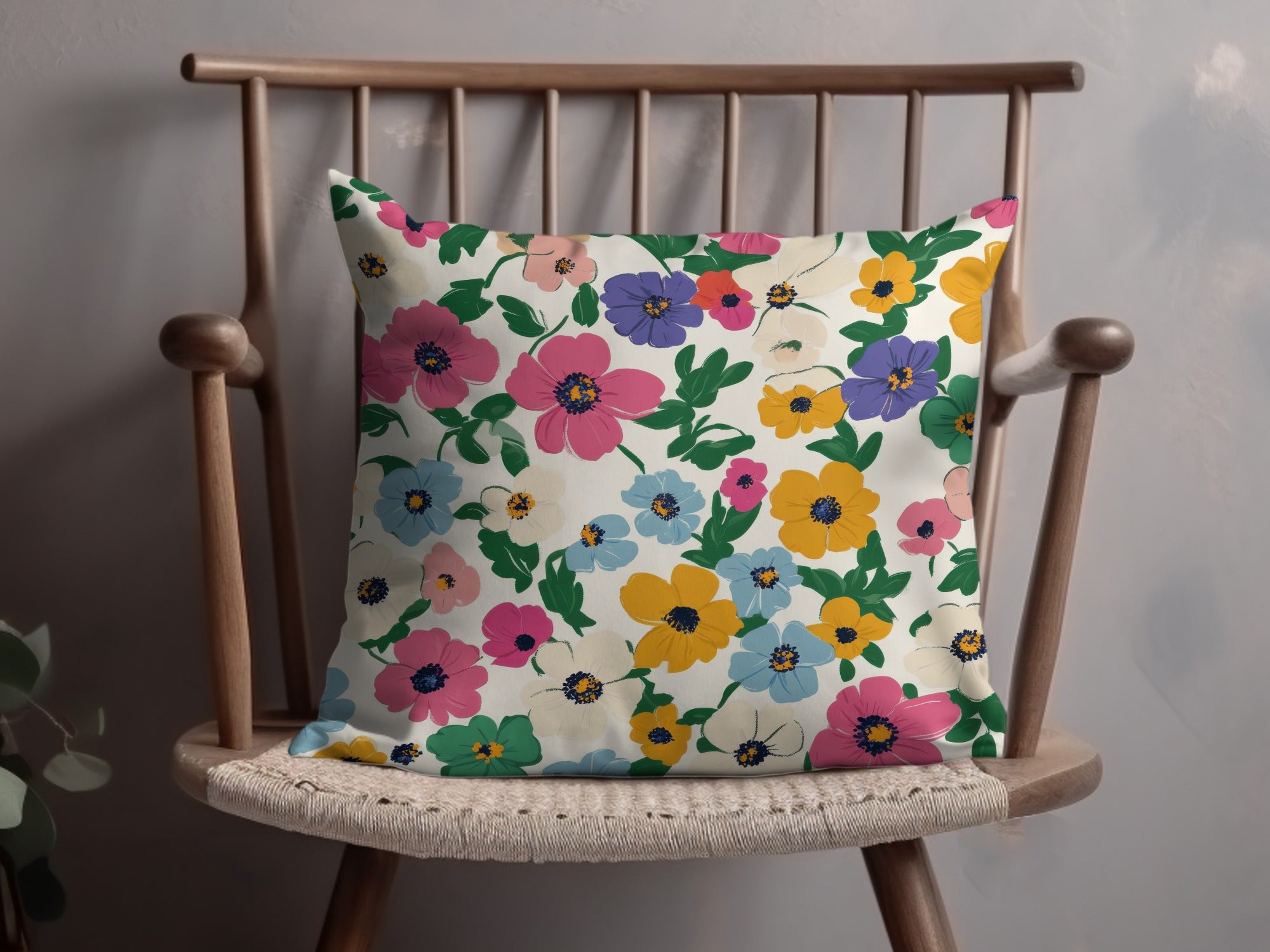 Colorful Floral Pattern Decorative Cushion Pillow