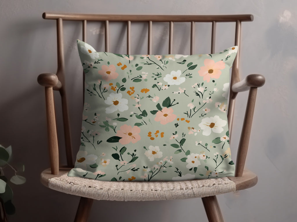 Floral Pattern Square Pillow for Home Decor