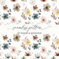 Boho Watercolor Flowers Digital Paper, Floral Seamless Pattern, Watercolor Floral Print, Scrapbook Paper, Fabric Design, Digital Download - Moore and Mountain