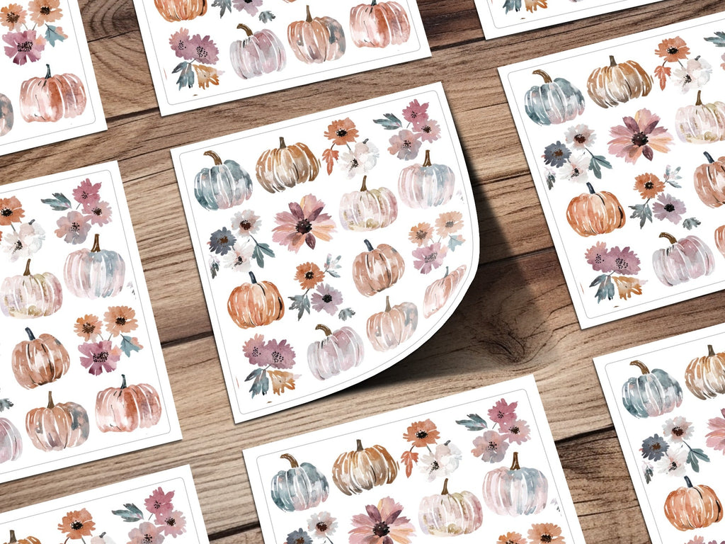 Boho Watercolor Pumpkin Seamless Pattern Floral Digital Paper, - Moore and Mountain