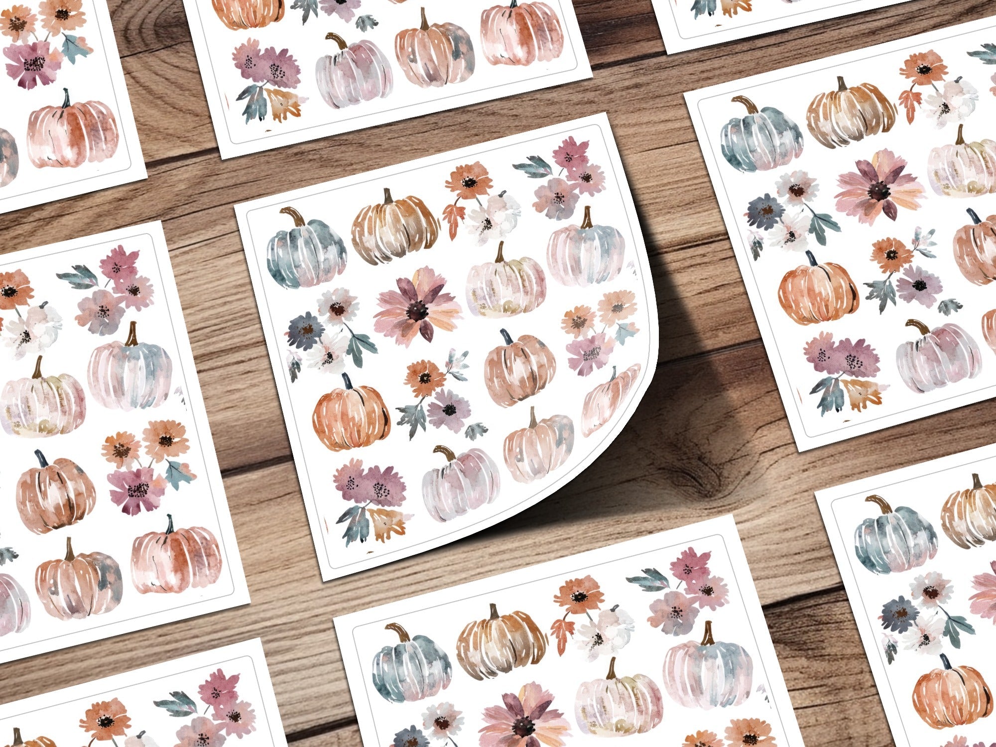 Boho Watercolor Pumpkin Seamless Pattern Floral Digital Paper, - Moore and Mountain