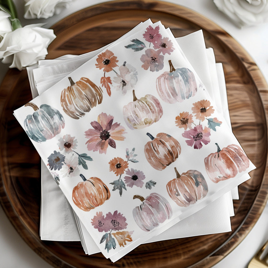 Boho Watercolor Pumpkin Seamless Pattern Floral Digital Paper, - Moore and Mountain