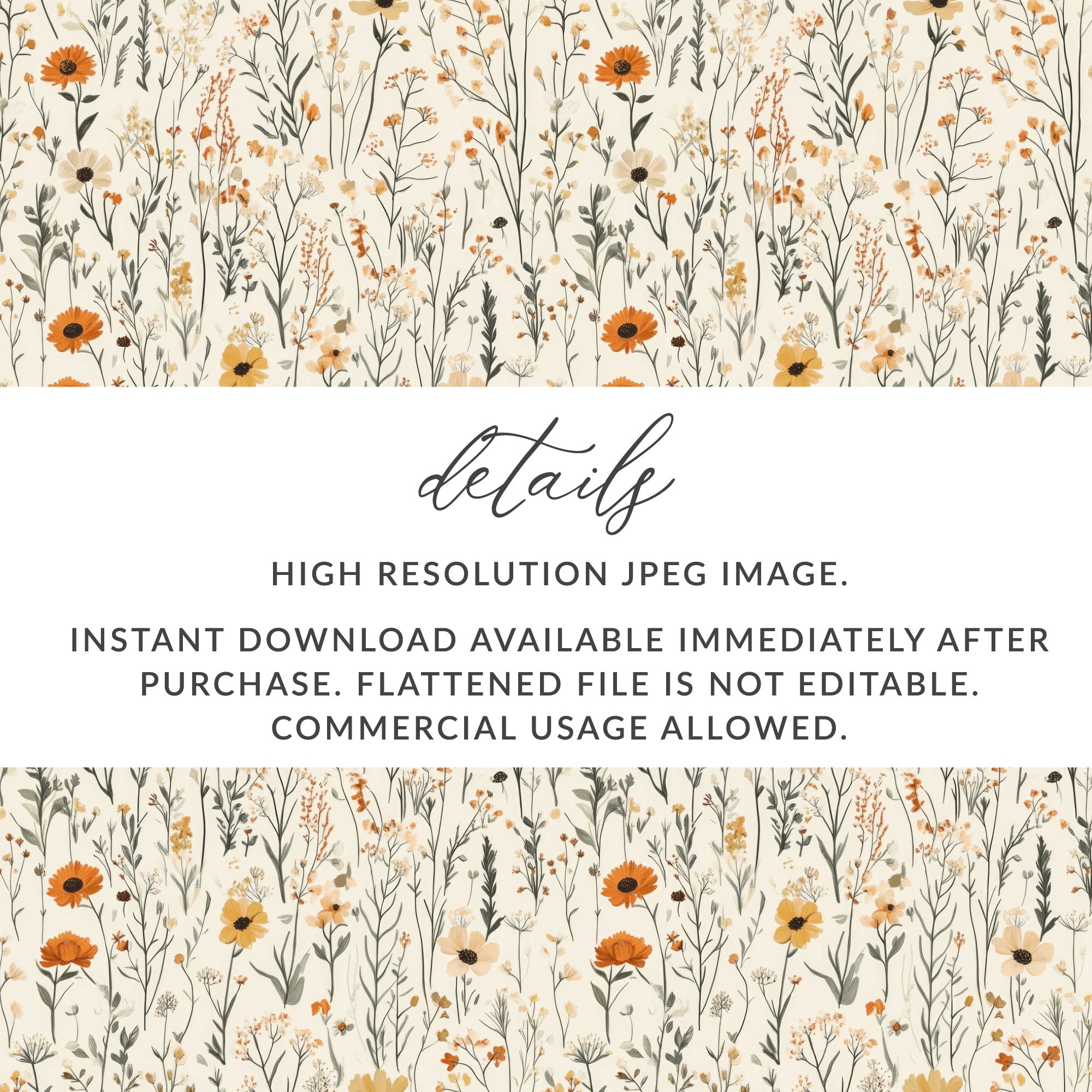 High Resolution Floral Pattern Digital Download File
