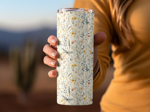 Floral Patterned Travel Tumbler for Hot and Cold Drinks