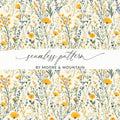 Yellow and Blue Floral Seamless Pattern Design