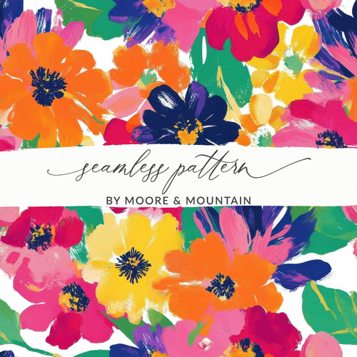 Bold Blooms Seamless Bright Painted Gouache Daisy Background - Moore and Mountain